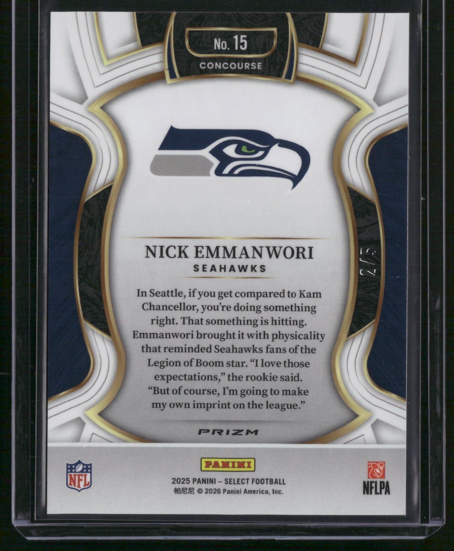 Nick Emmanwori 2026 Panini Select Prizm #15 Green RC /5 SSP