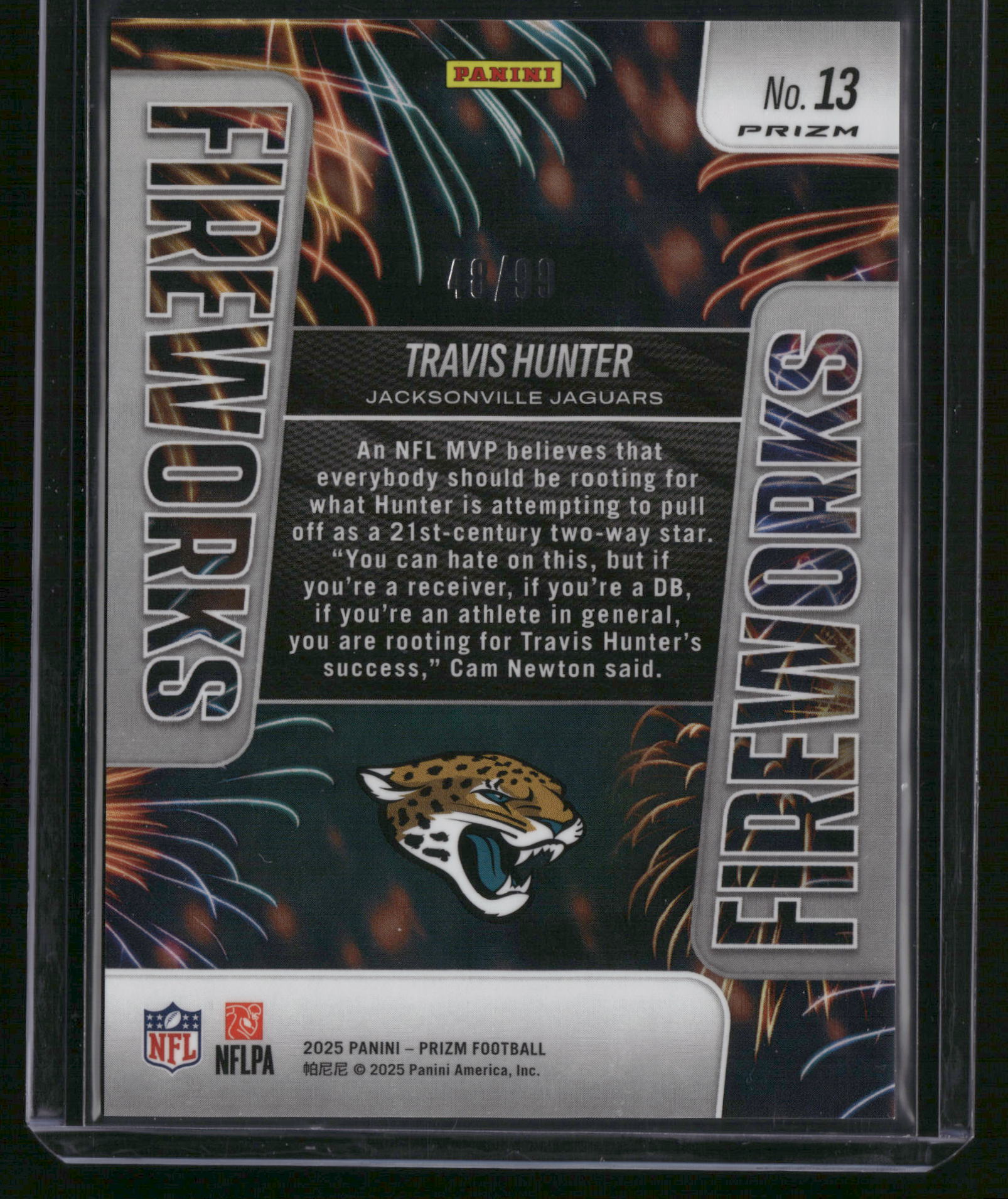 Travis Hunter 2025 Panini Prizm Fireworks #13 /99 RC