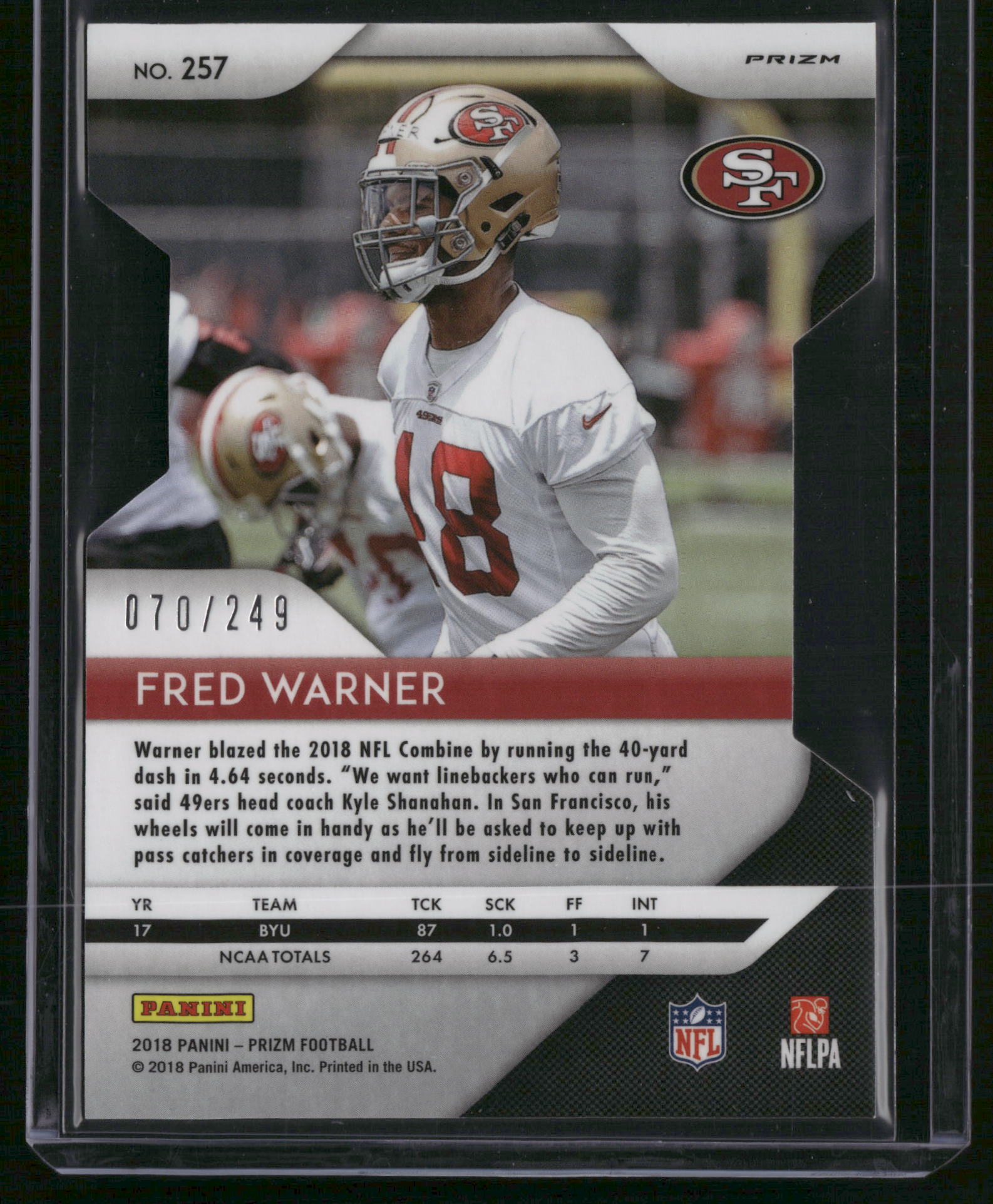 Fred Warner 2018 Panini Prizm #257 Orange /249 RC