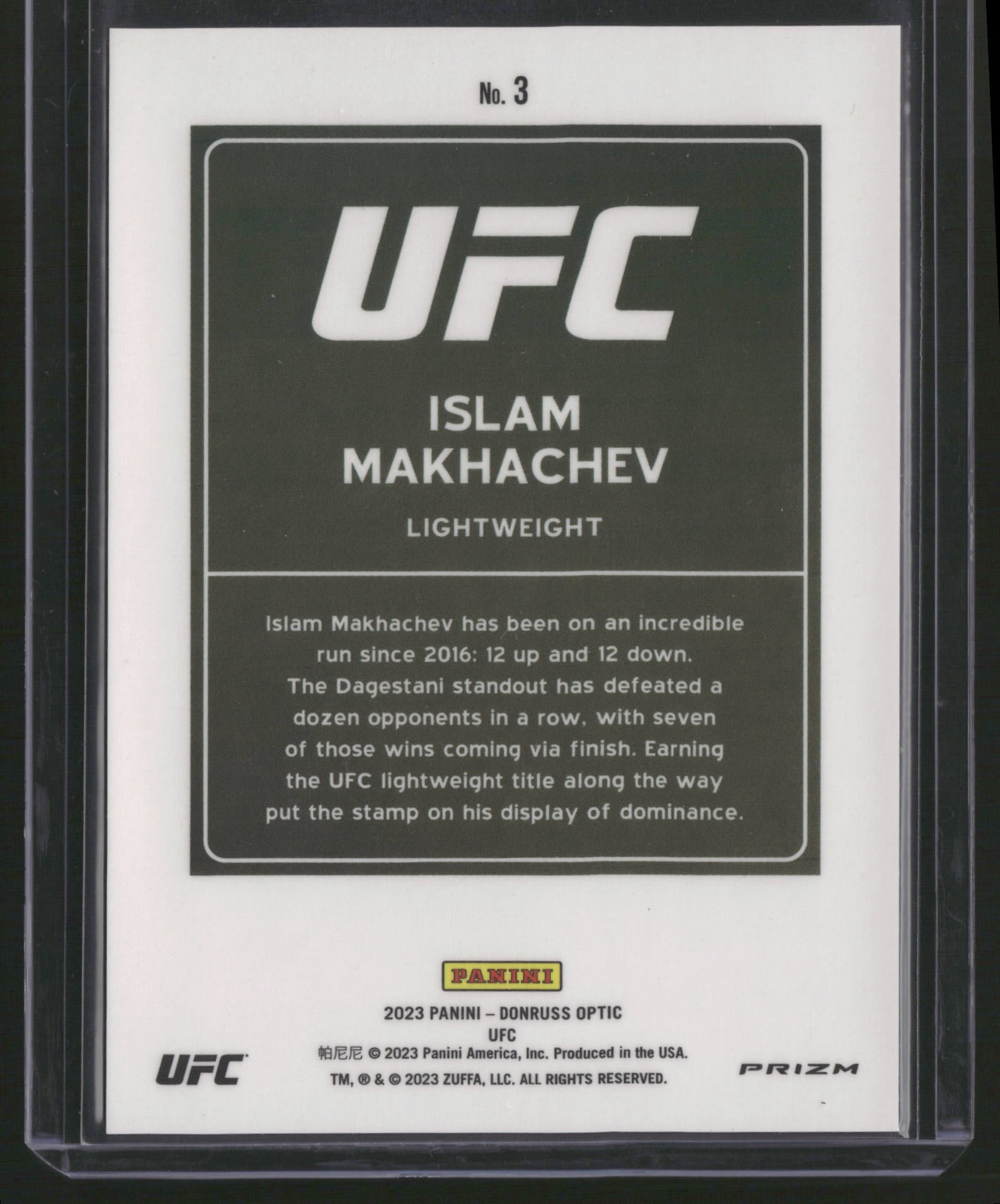 Islam Makhachev 2023 Panini Donruss Optic Prizm Downtown #3