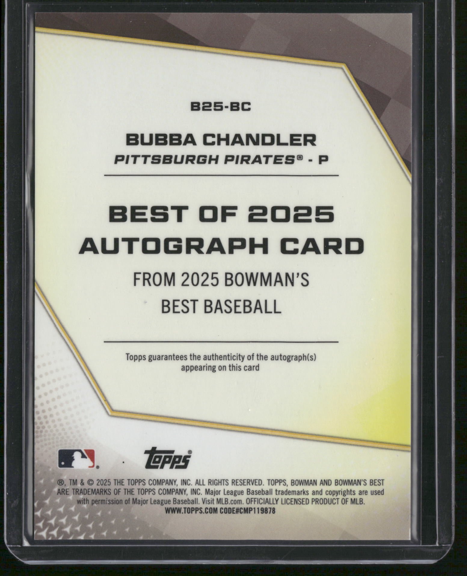 Bubba Chandler 2025 Topps Bowmans Best #B25-BC Auto Pirates
