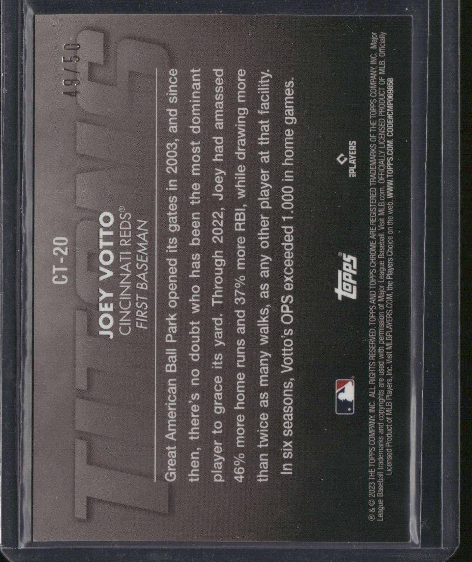 Joey Votto 2023 Topps Chrome Titans #CT-20 Gold Refractor /50 Reds