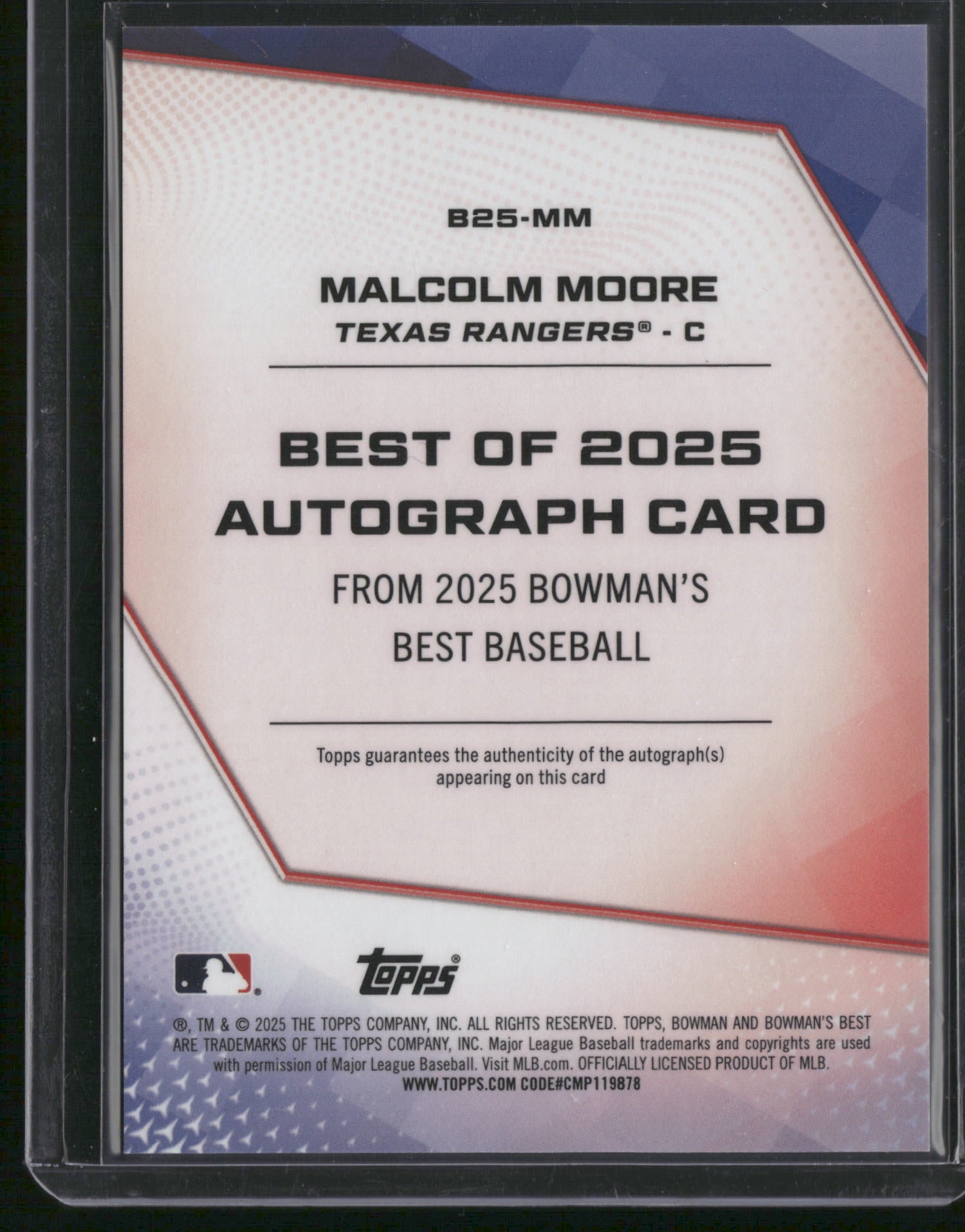 Malcolm Moore 2025 Bowmans Best #B25-MM Green Refractor /99 AUTO Rangers