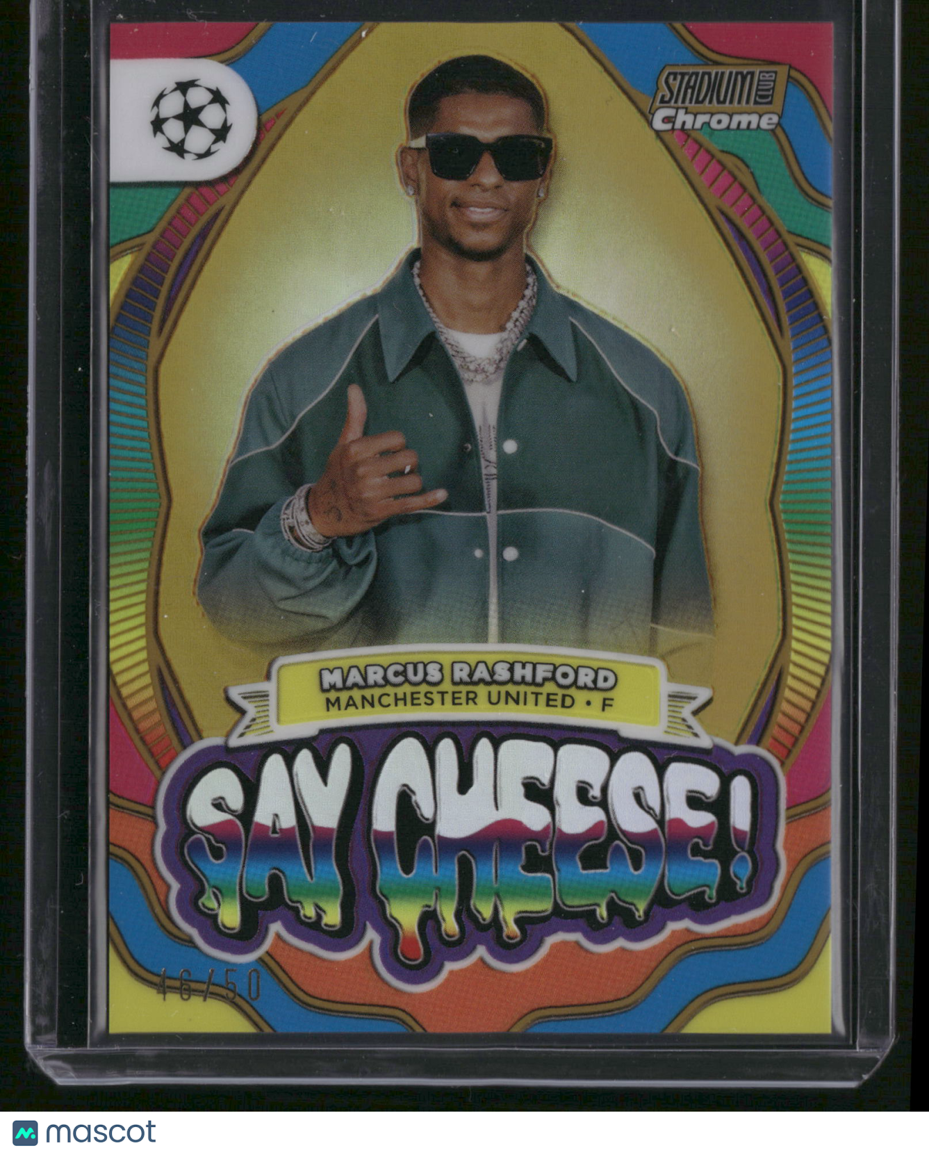 MARCUS RASHFORD 2023-24 Stadium Club Chrome UEFA Say Cheese! Gold Refractor /50