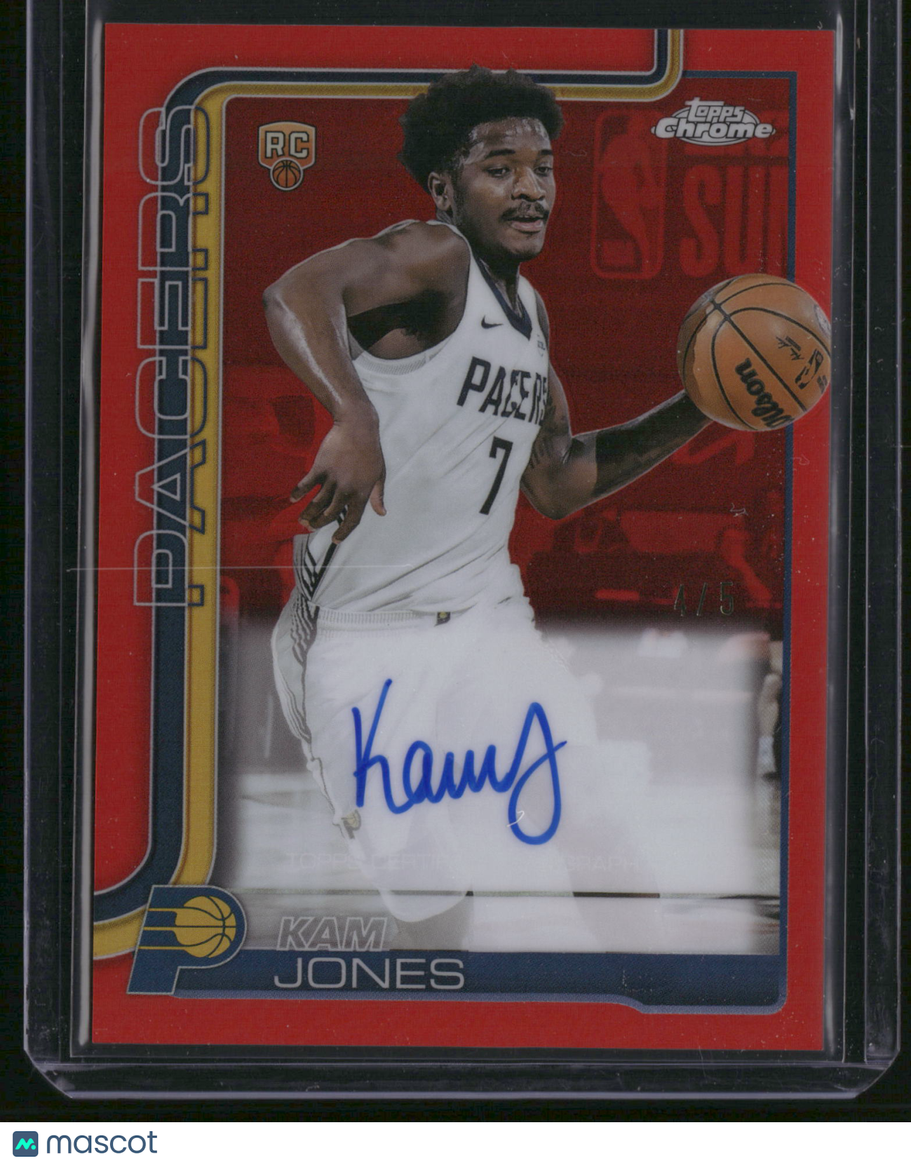 KAM JONES 2025-26 TOPPS CHROME RED RC REFRACTOR AUTO /5 SSP PACERS #TCAR-KJ