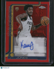 KAM JONES 2025-26 TOPPS CHROME RED RC REFRACTOR AUTO /5 SSP PACERS #TCAR-KJ