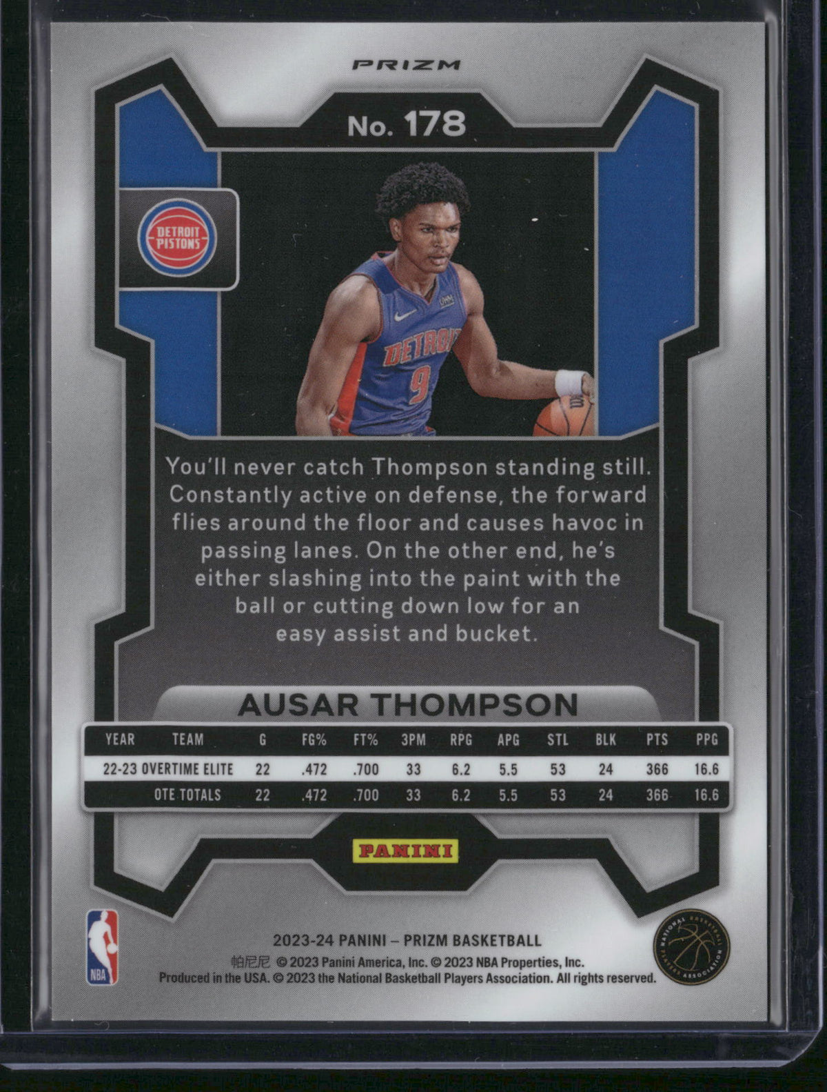 AUSAR THOMPSON 2023-24 PRIZM WHITE SPARKLE RC SSP PISTONS #178