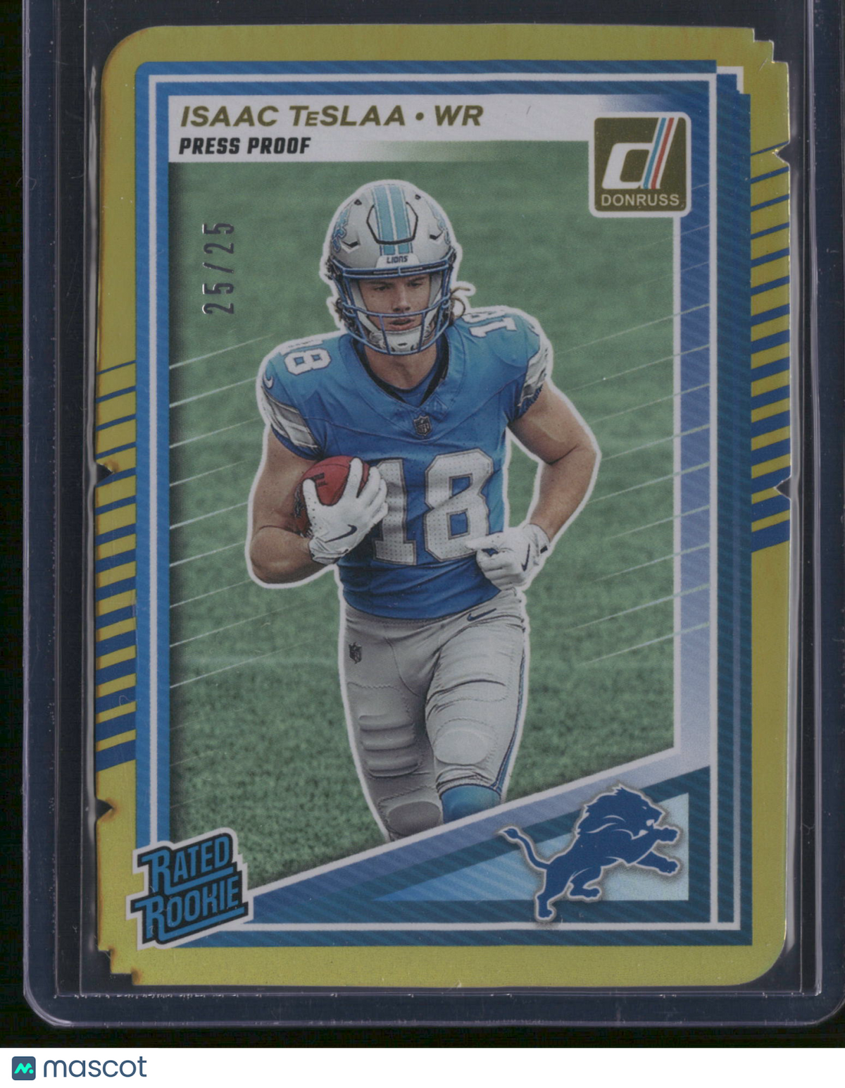 Isaac TeSlaa 2025 Panini Donruss Football #338 Press Proof Gold Die-Cut Gold /25
