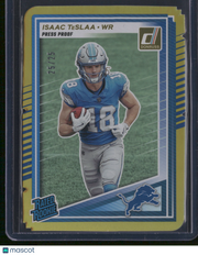 Isaac TeSlaa 2025 Panini Donruss Football #338 Press Proof Gold Die-Cut Gold /25