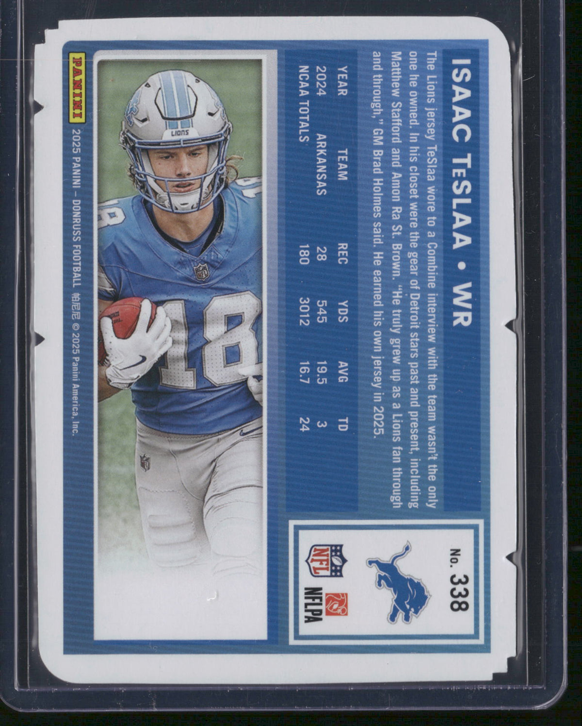 Isaac TeSlaa 2025 Panini Donruss Football #338 Press Proof Gold Die-Cut Gold /25