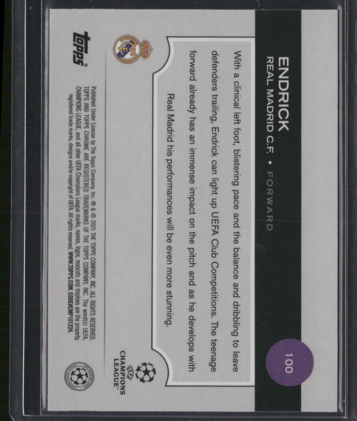 2024-25 Topps Chrome UEFA Endrick Pink Lava Refractor RC #/250 Brazil World Cup