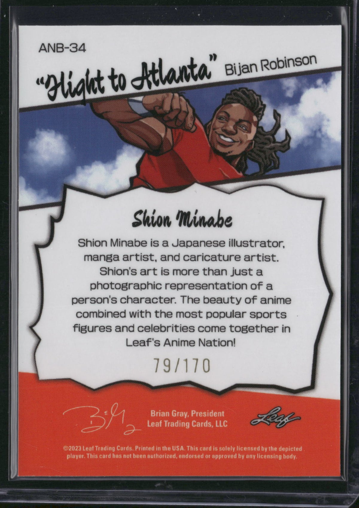 Bijan Robinson 2023 Leaf Anime Nation #ANB-34 /170