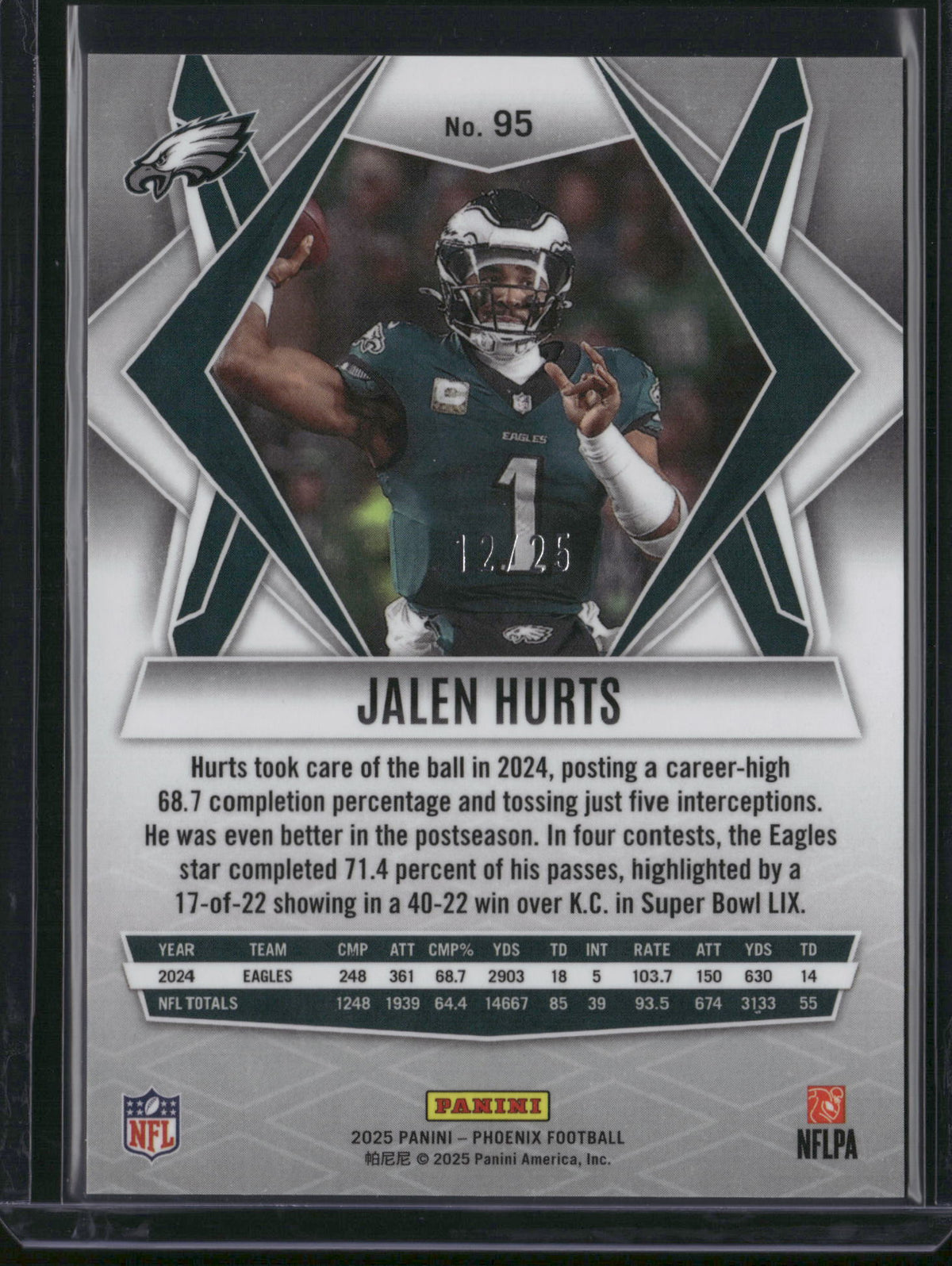 Jalen Hurts 2025 Panini Phoenix Football #95 Green