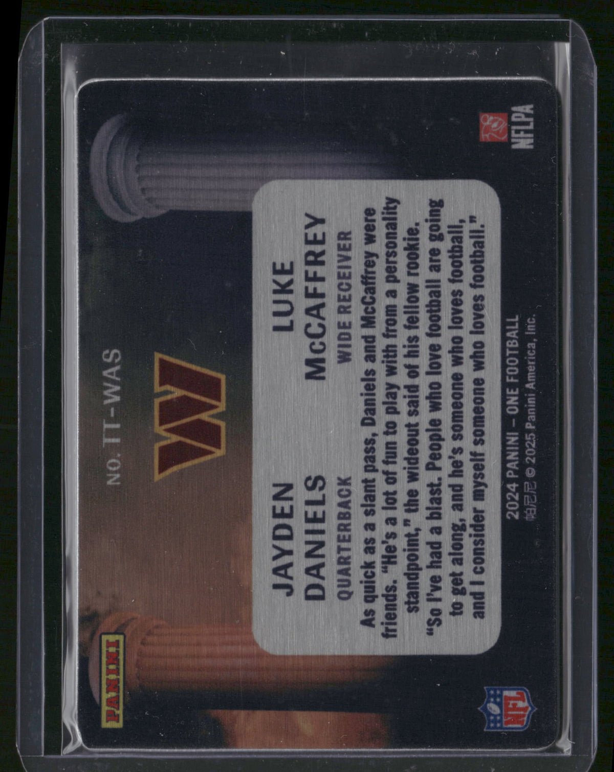 Jayden Daniels Luke McCaffrey 2025 Panini One #TT-WAS RC