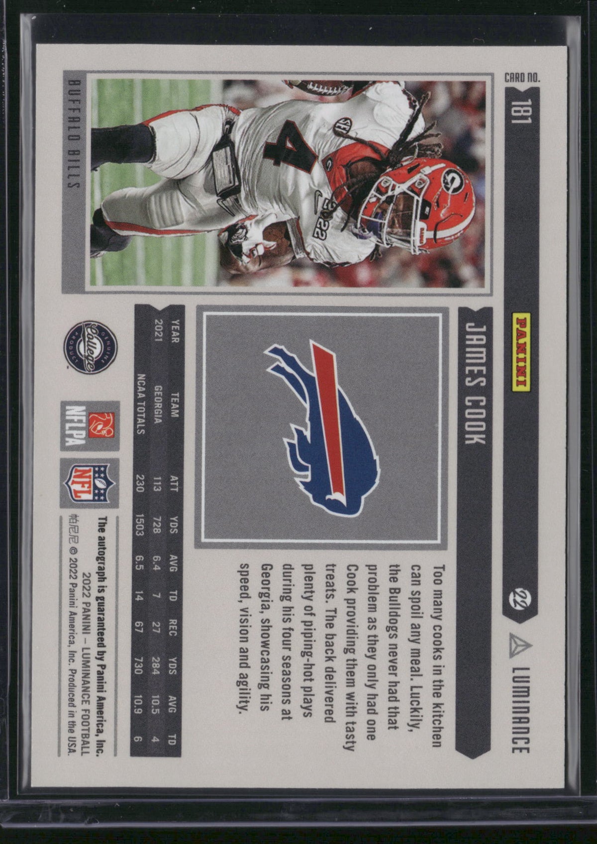 James Cook 2022 Panini Luminance #181 /849 RC