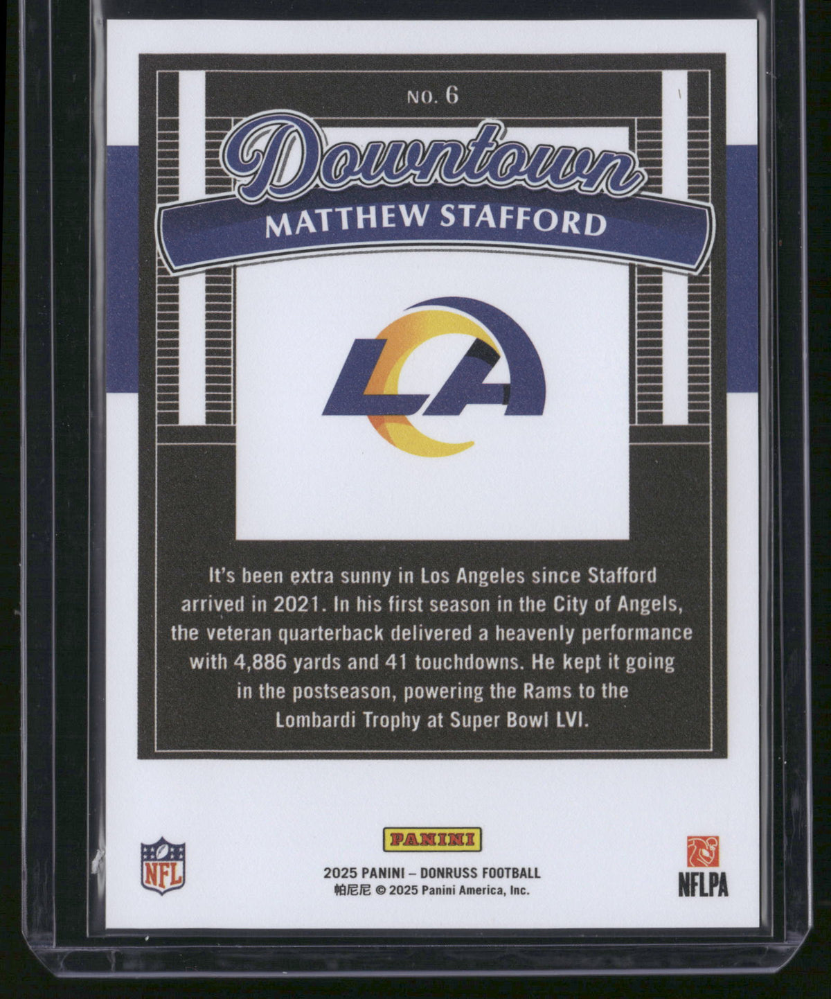 Matthew Stafford 2025 Panini Donruss Downtown #6