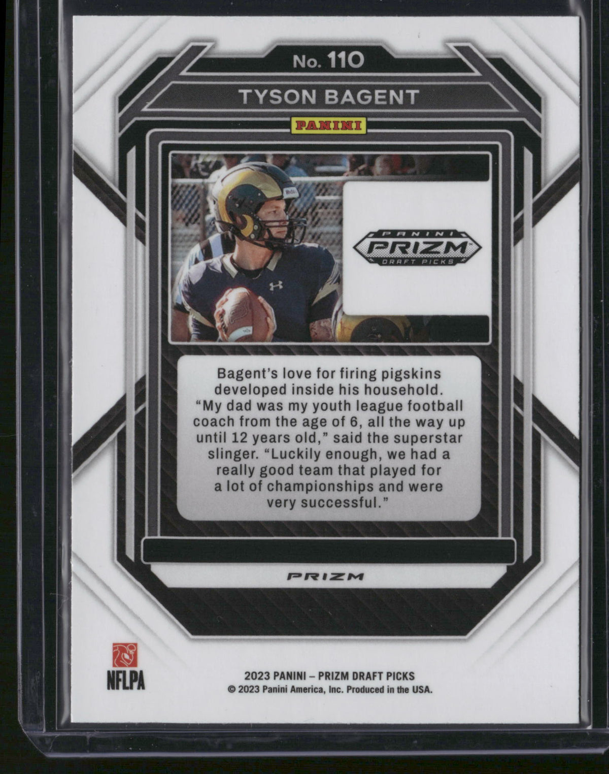 Tyson Bagent 2023 Panini Prizm Draft Picks #110 Snakeskin RC