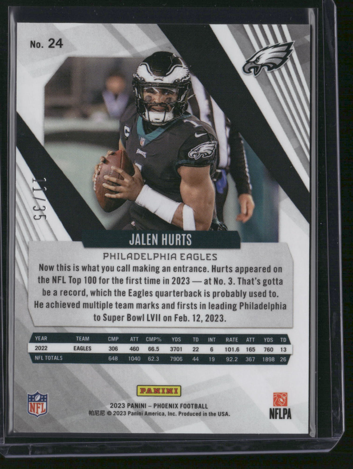 Jalen Hurts 2023 Panini Phoenix #24 Color Burst /35