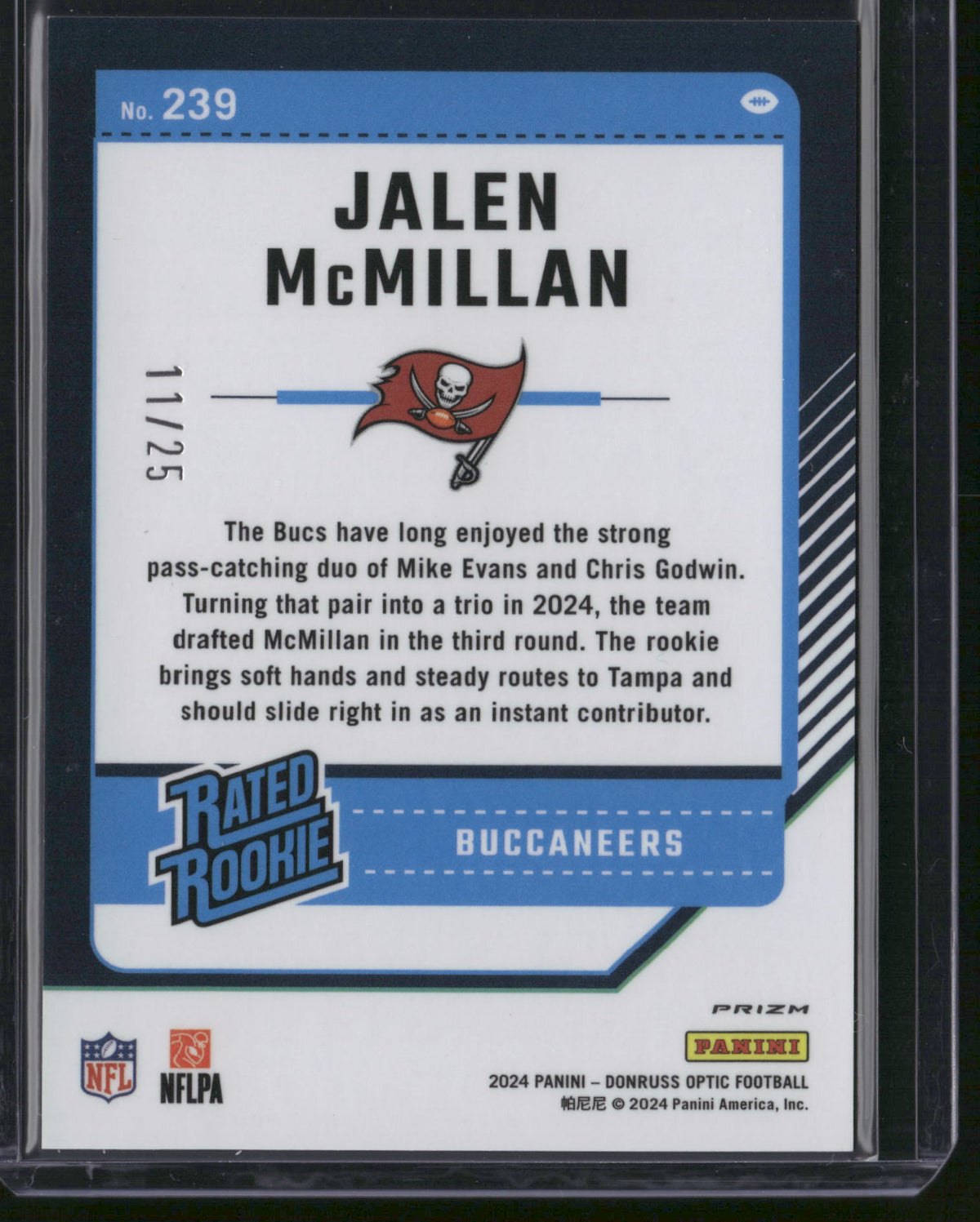 Jalen McMillan 2024 Panini Donruss Optic Prizm #239 Gold /25