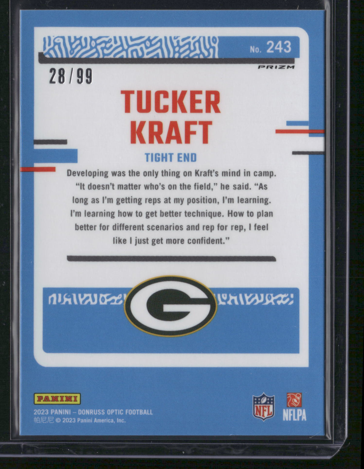 Tucker Kraft 2023 Panini Donruss Optic Prizm #243 Red /99