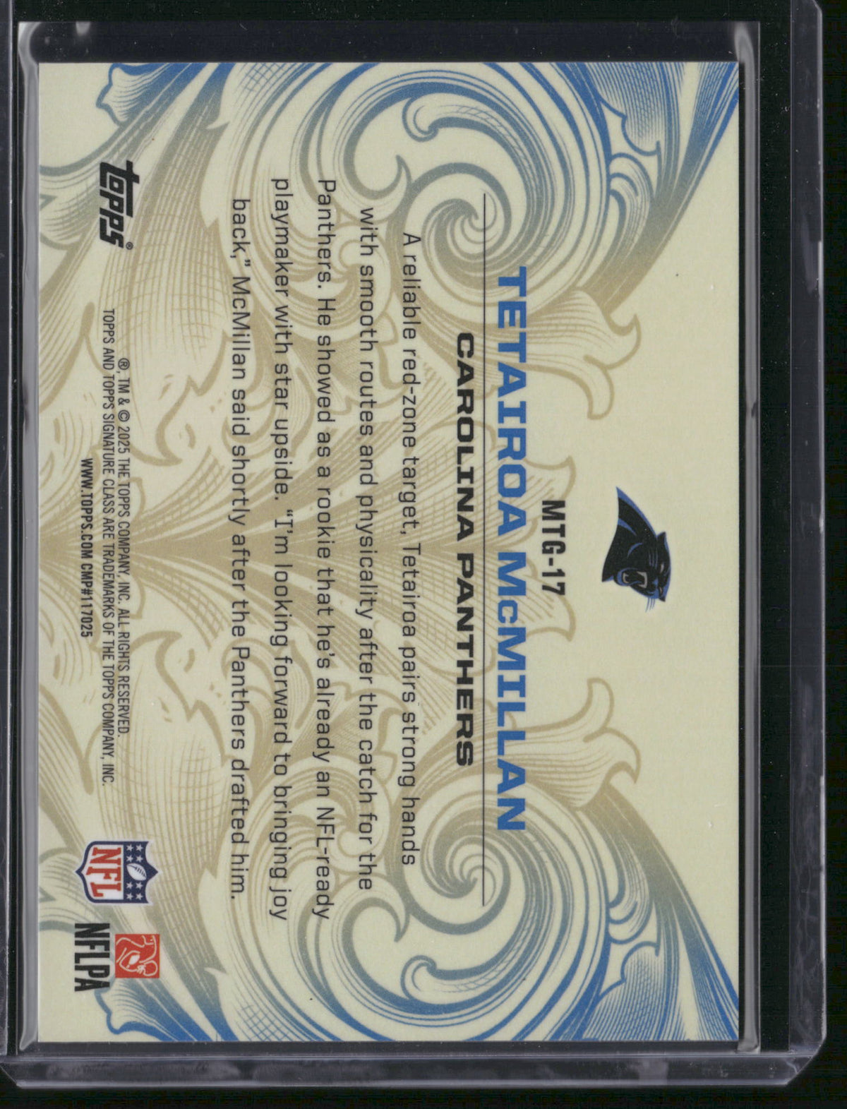 Tetairoa McMillan 2025 Topps Signature Class Monarchs of the Game #MTG-17 RC