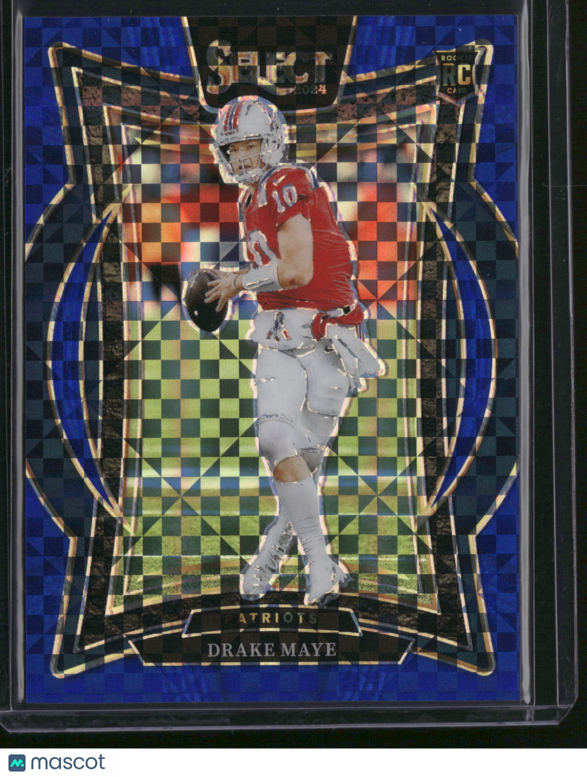 Drake Maye 2025 Panini Select Prizm Concourse #27 Blue Checkerboard Checkerboard /249 RC
