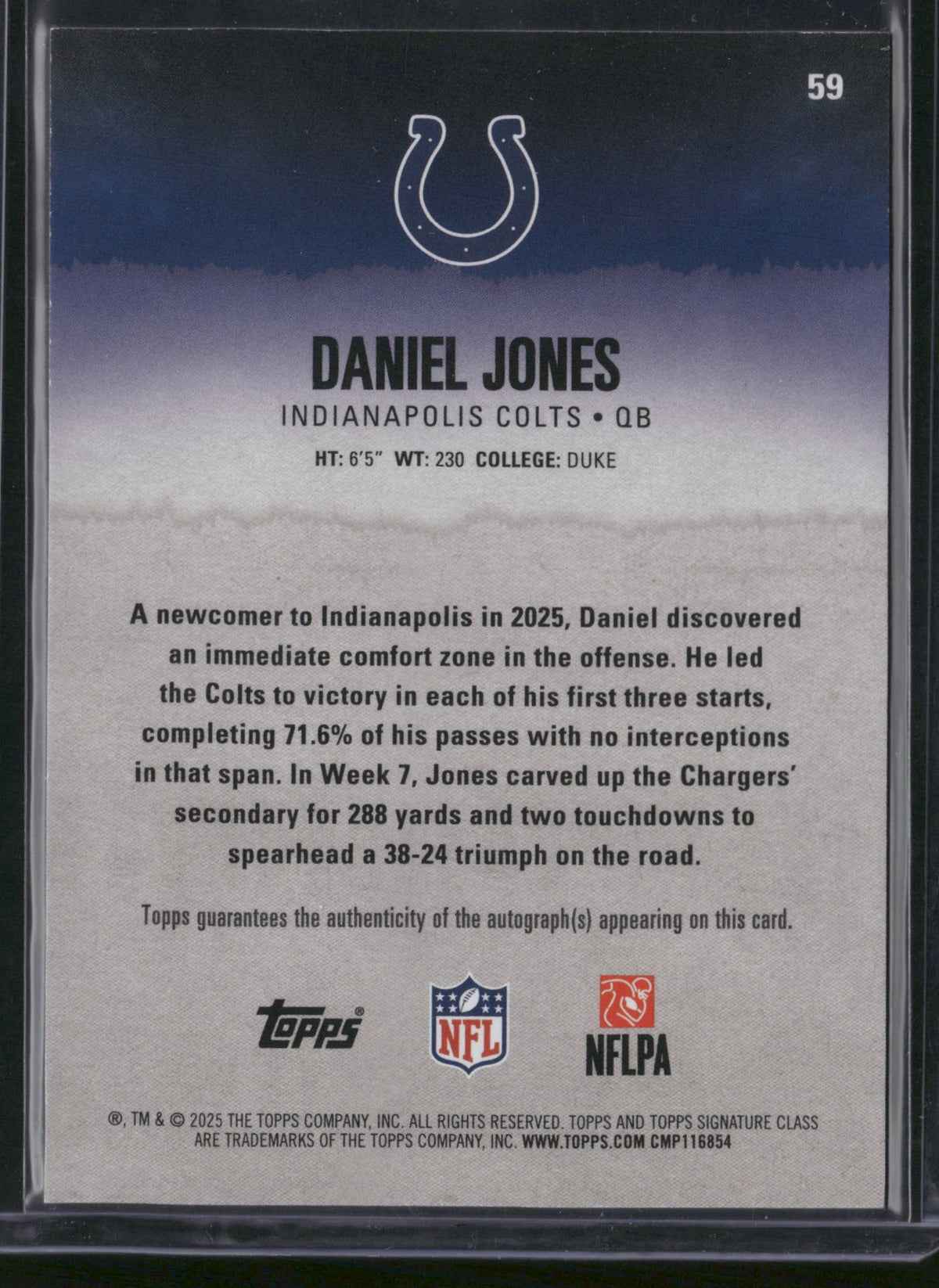 Daniel Jones 2025 Topps Signature Class #59 /225