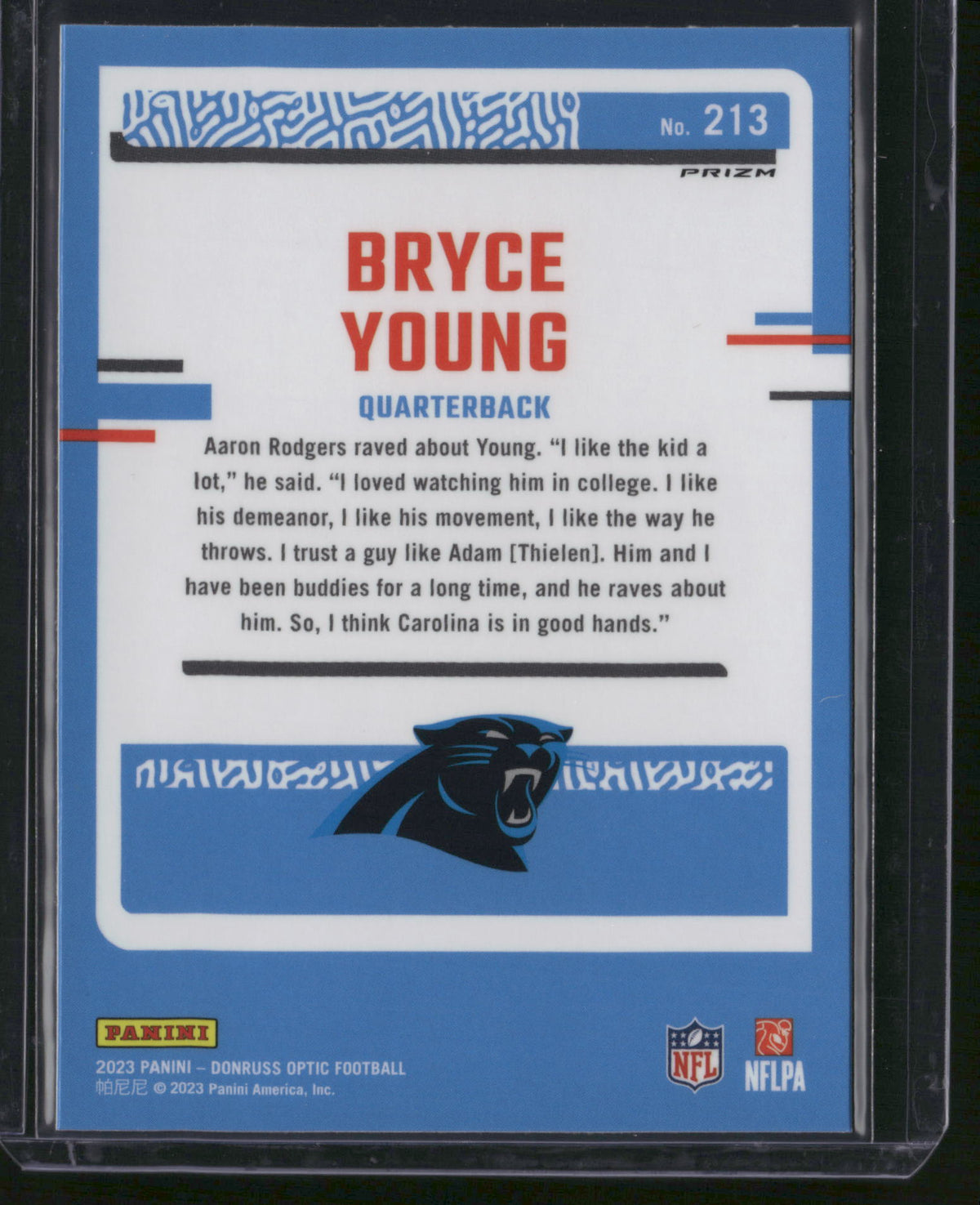 Bryce Young 2023 Panini Donruss Optic Prizm #213 Red/Green Mosaic