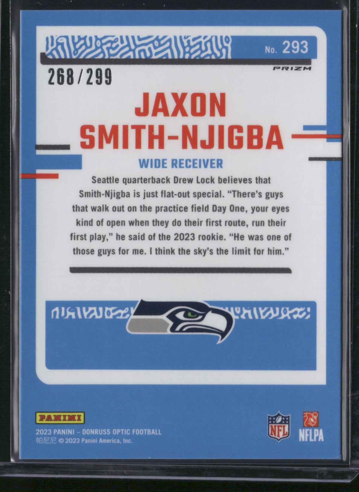 Jaxon Smith-Njigba 2023 Panini Donruss Optic Prizm #293 Light Blue /299