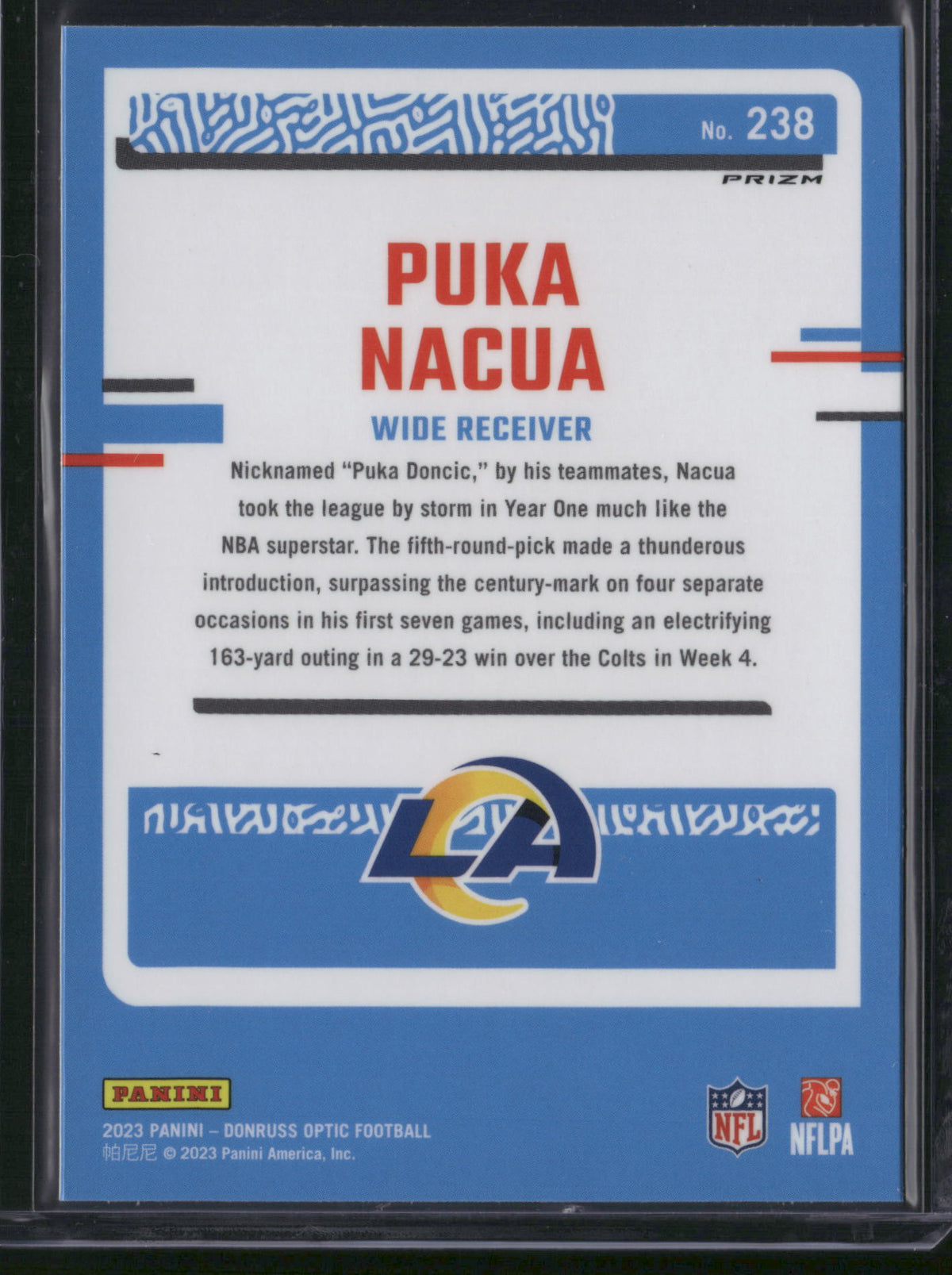 Puka Nacua 2023 Panini Donruss Optic Prizm #238 Red Mojo