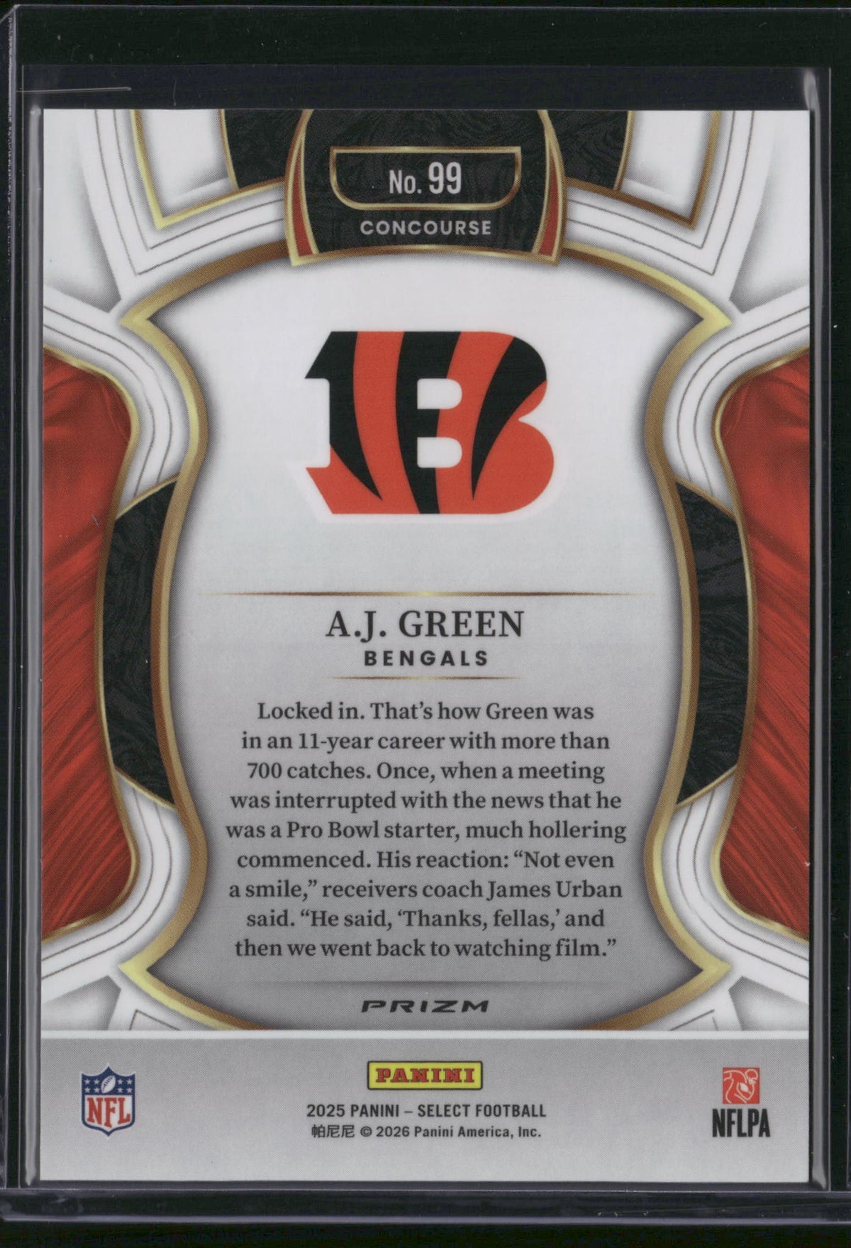 A.J. Green 2026 Panini Select Prizm Concourse #99 Zebra