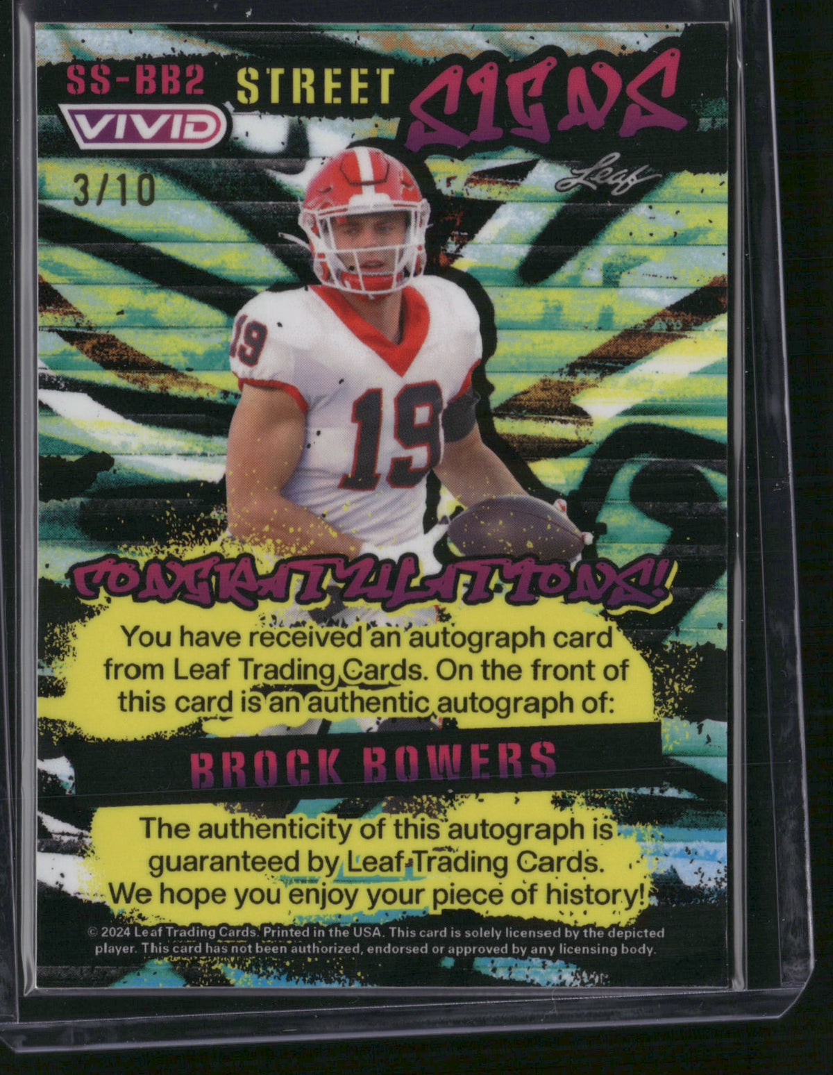 Brock Bowers 2024 Leaf Vivid Street Signs #SS-BB2 /10