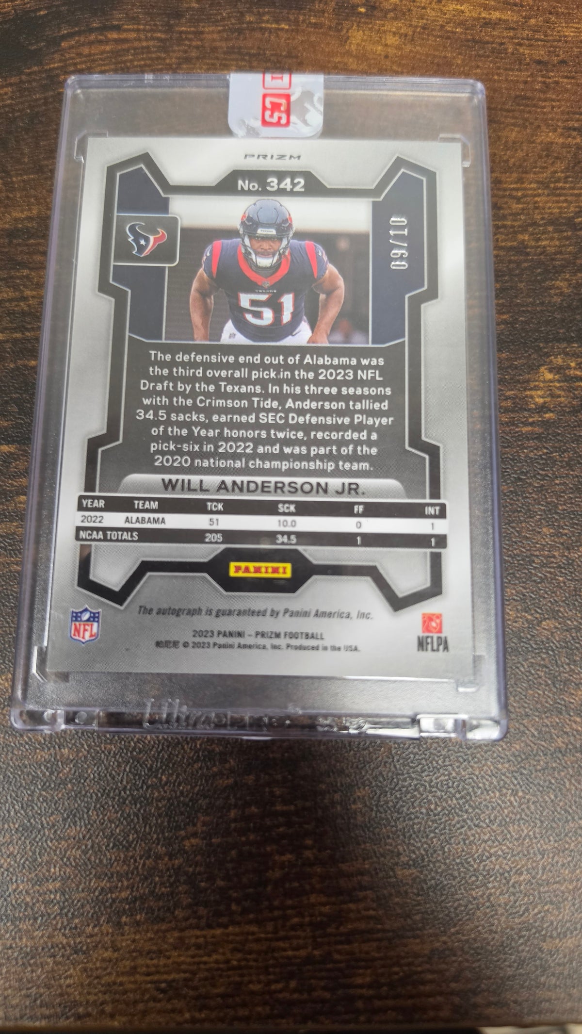 Will Anderson Jr. 2023 Panini Prizm #342 Gold /10 RC
