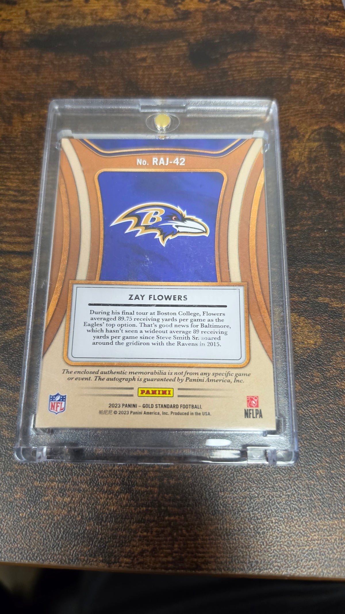 Zay Flowers 2023 Panini Gold Standard #RAJ-42 /49 Patch RC Memorabilia