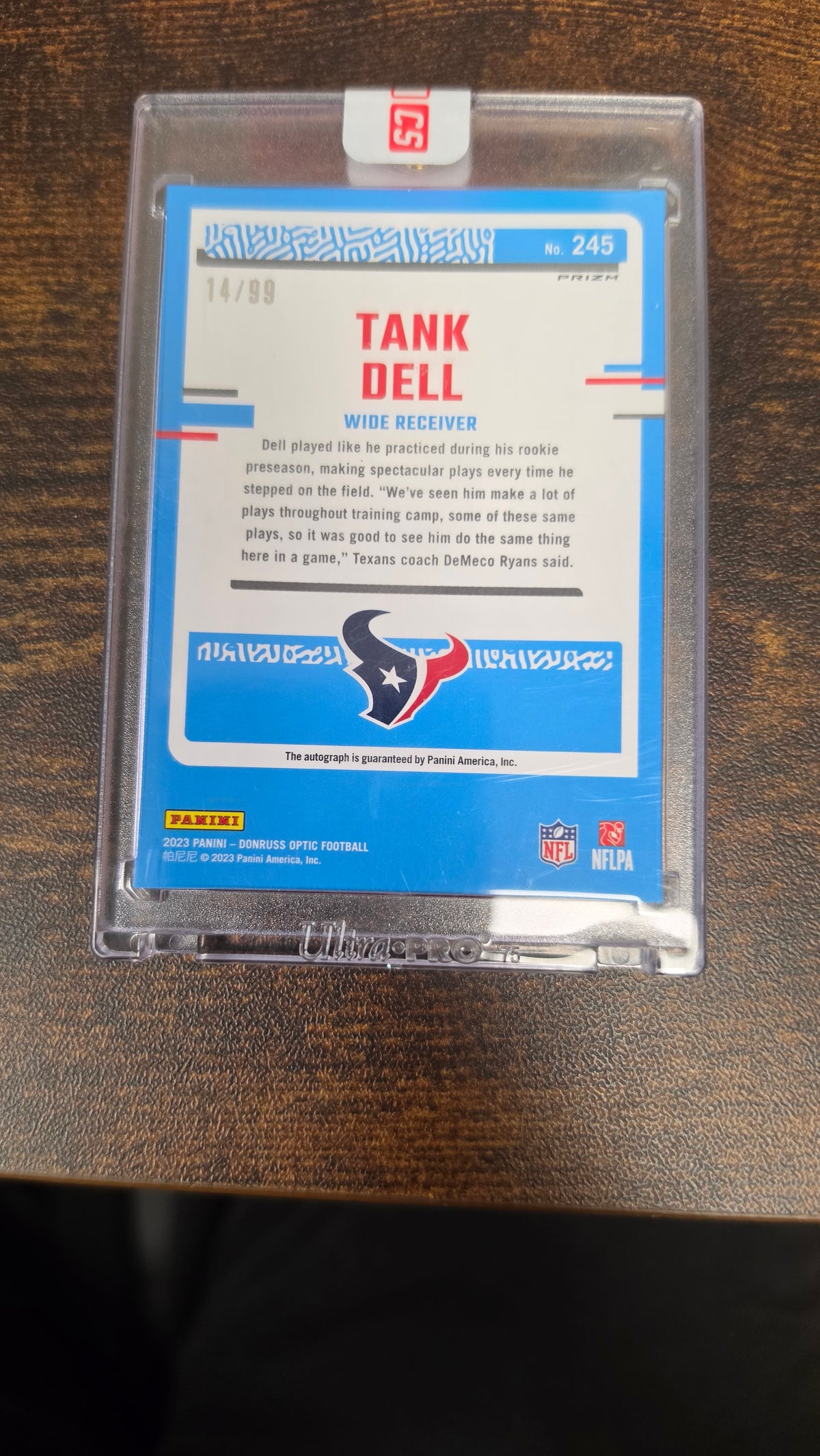 Tank Dell 2023 Panini Donruss Optic #245 Blue Mojo /99
