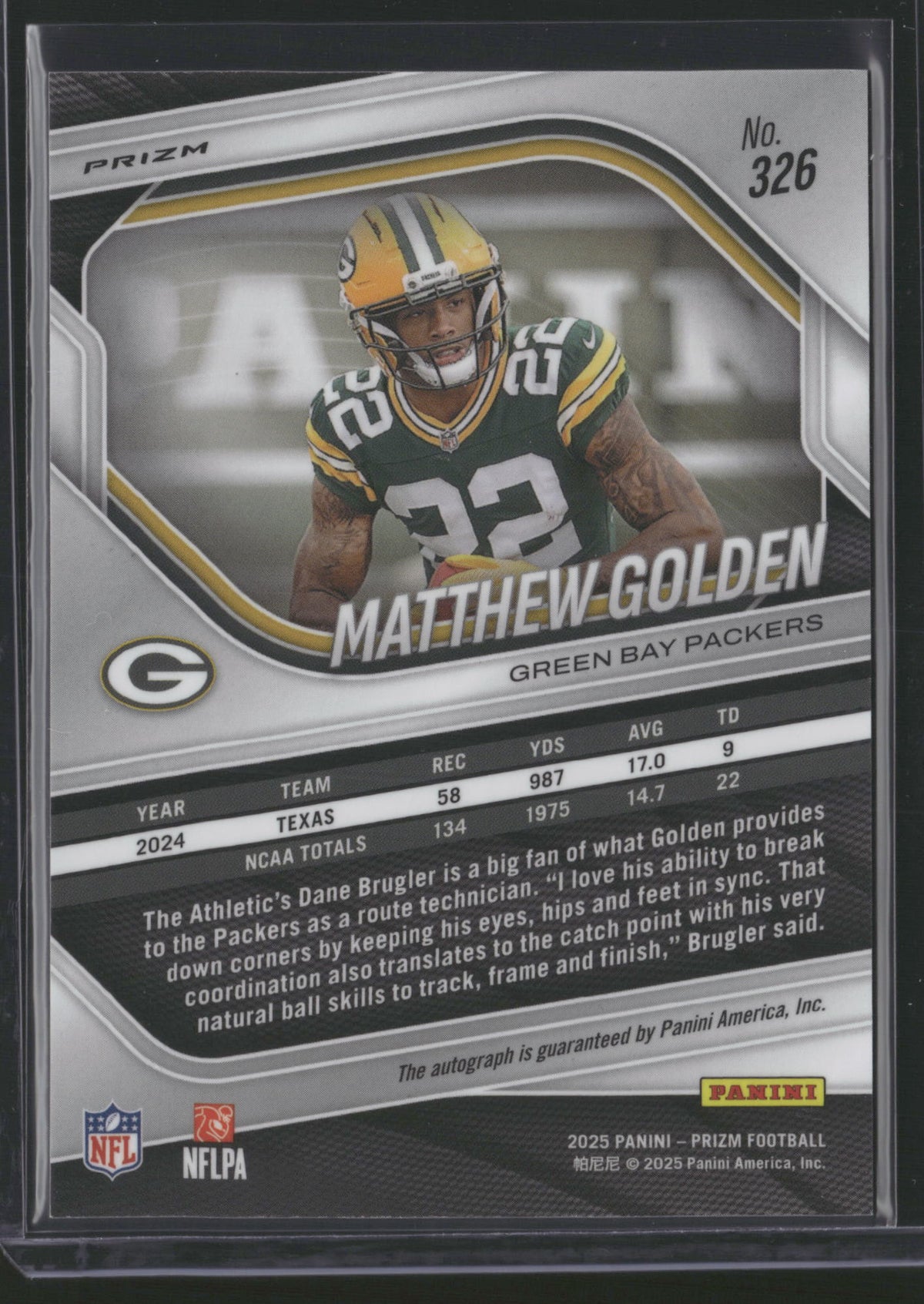 Matthew Golden 2025 Panini Prizm Football #326 RC