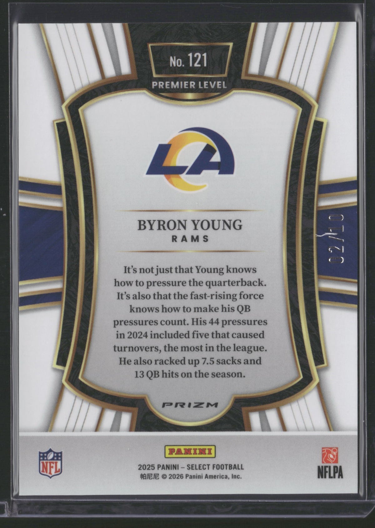 Byron Young 2026 Panini Select Prizm Premier Level #121 Gold Disco /10