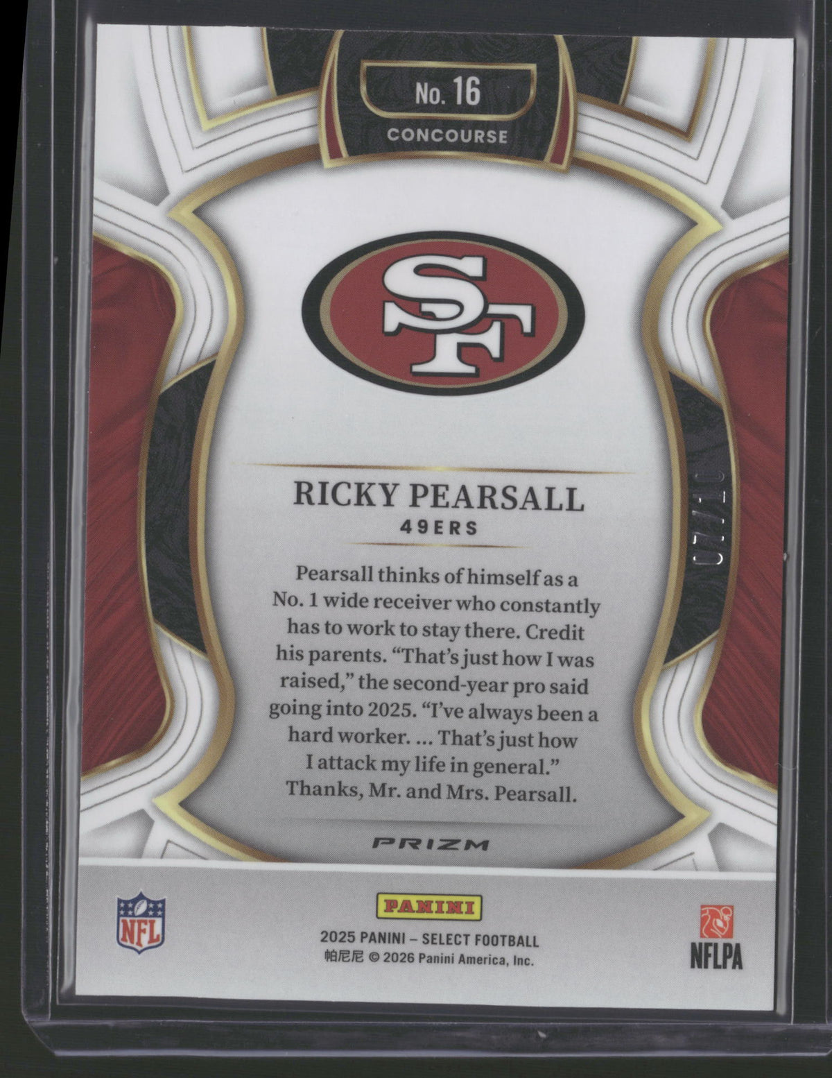 Ricky Pearsall 2026 Panini Select Prizm Concourse #16 Gold /10