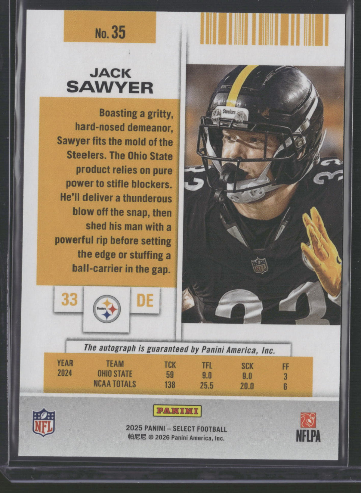 Jack Sawyer 2026 Panini Contenders Football Rookie Ticket #35 RC