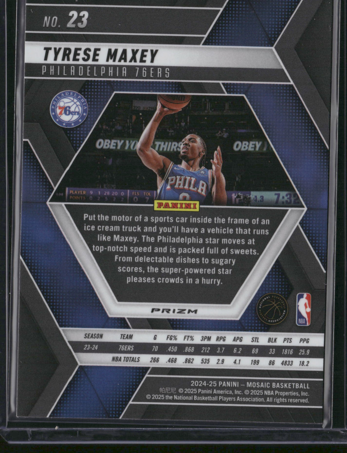 Tyrese Maxey 2025 Panini Mosaic Prizm #23 Genesis