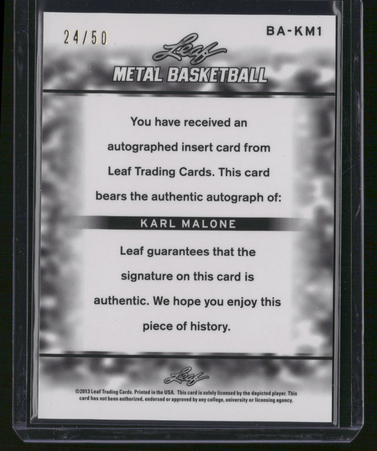 Karl Malone 2013 Leaf Metal Basketball #BA-KM1 /50