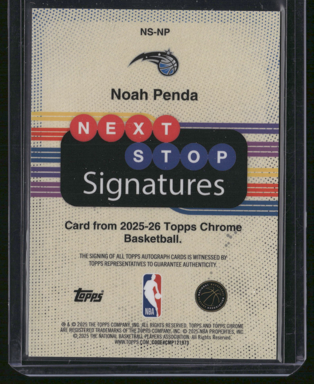 Noah Penda 2025 Topps Chrome Next Stop Signatures #NS-NP Gold /50 RC