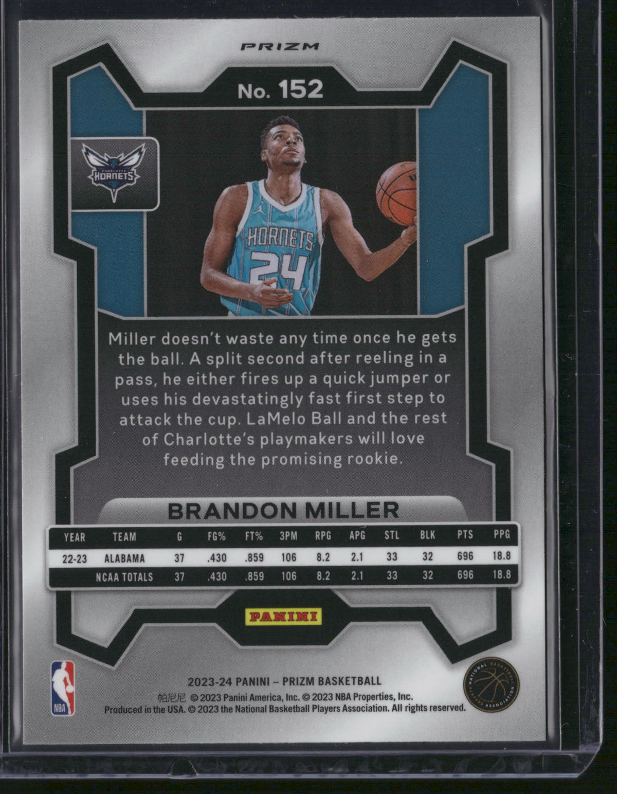 Brandon Miller 2023 Panini Prizm #152 Red Mosaic RC
