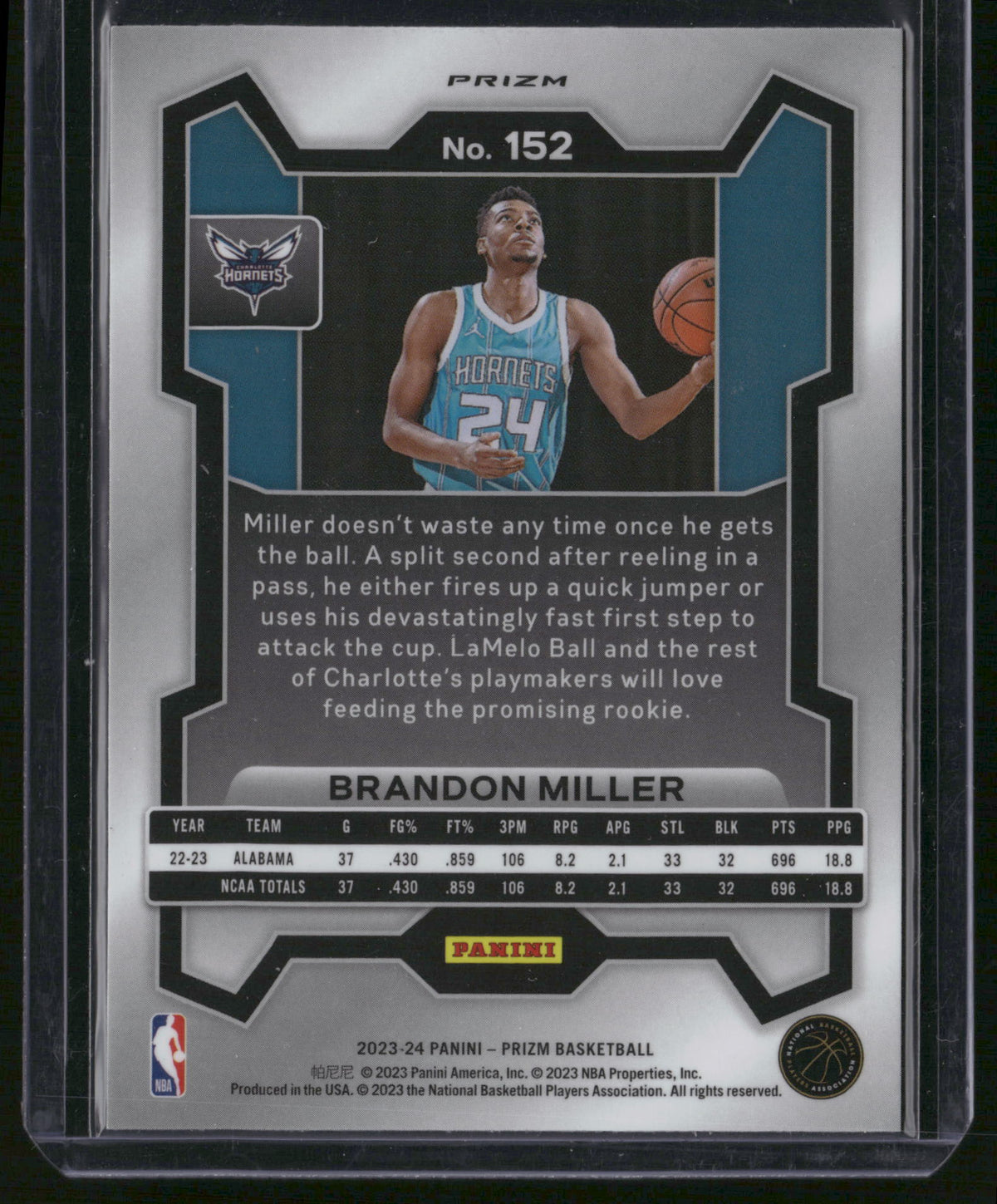 Brandon Miller 2023 Panini Prizm #152 Pink Ice RC
