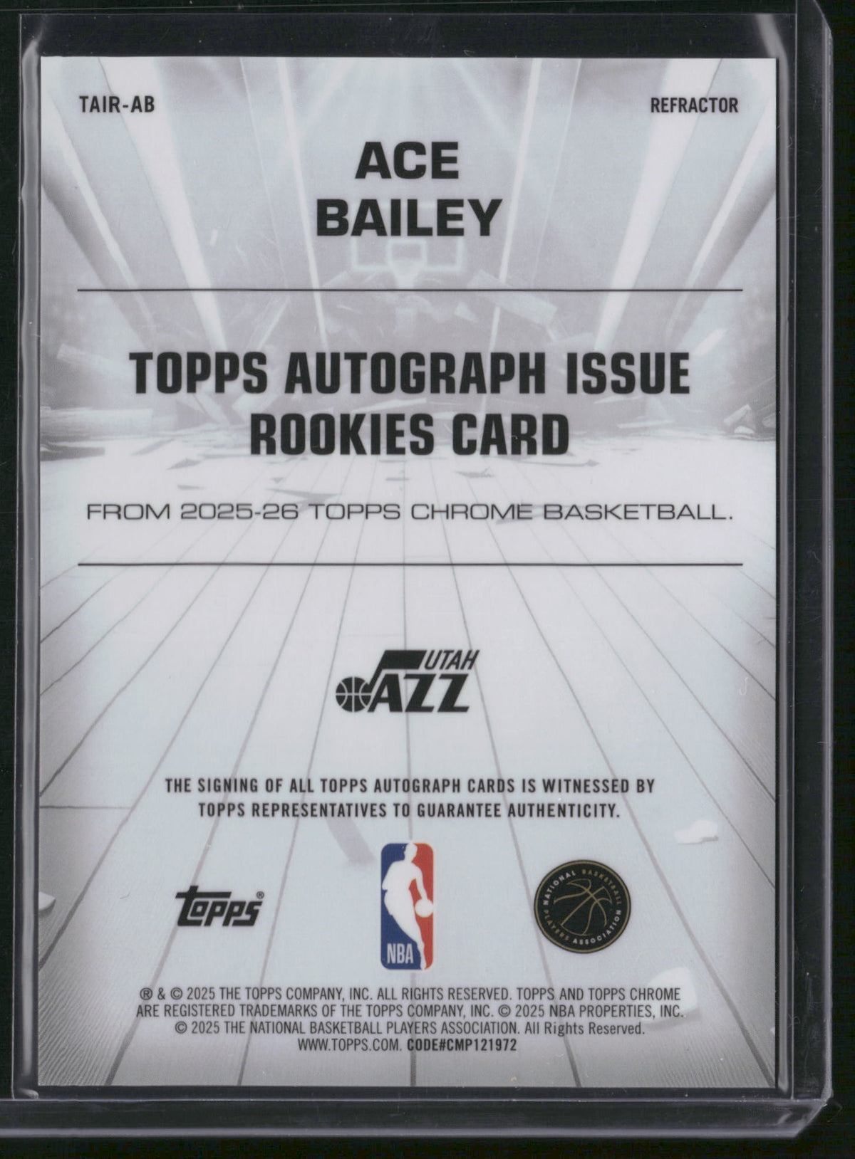 Ace Bailey 2025 Topps Chrome #TAIR-AB Refractor