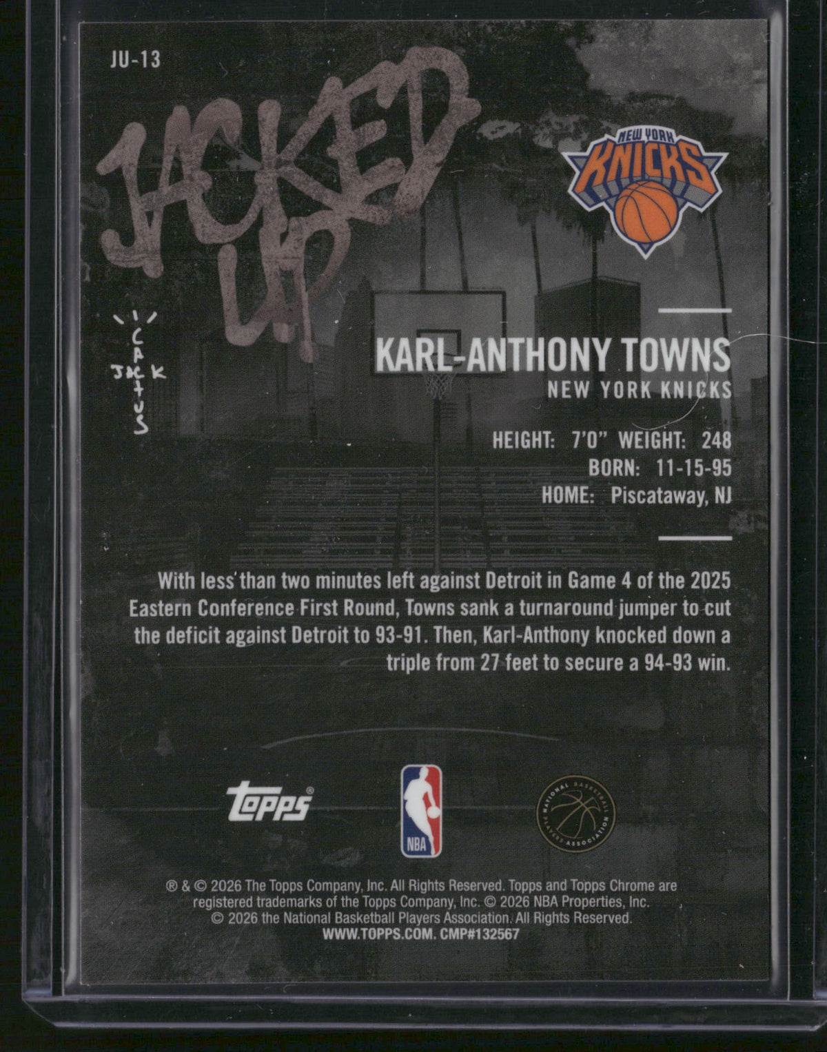 Karl-Anthony Towns 2026 Topps Chrome Jacked Up #JU-13 Gold /50