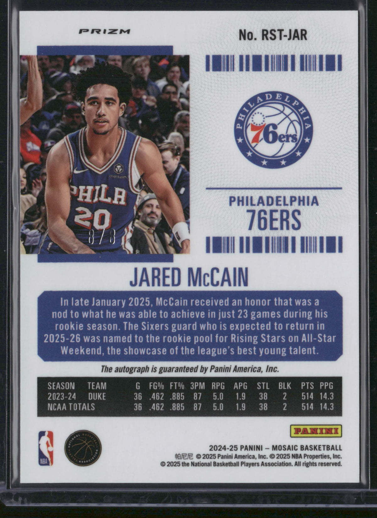 Jared McCain 2025 Panini Contenders Optic Mosaic #RST-JAR RC