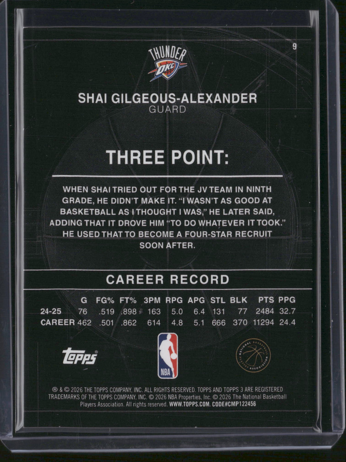 Shai Gilgeous-Alexander 2026 Topps 3 Basketball #9 /48