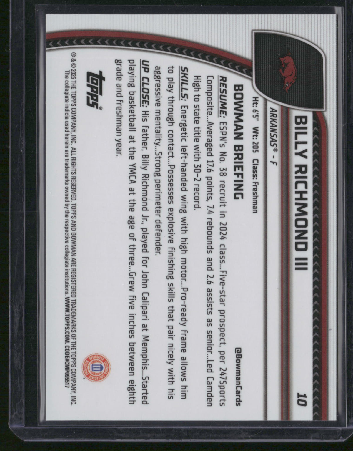 Billy Richmond III 2024 Topps Bowman Chrome U #10
