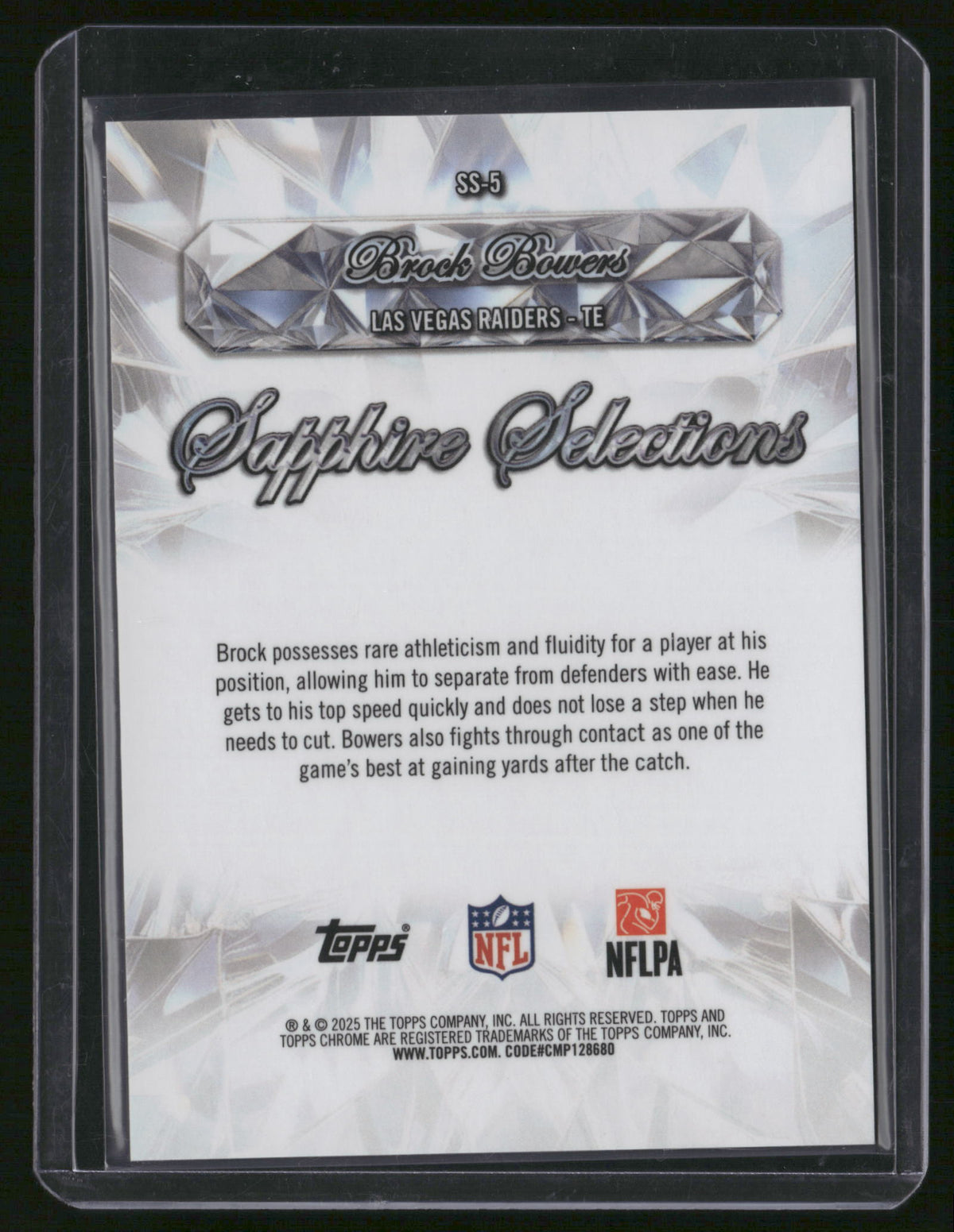 Brock Bowers 2025 Topps Chrome Sapphire Selections #SS-5 Orange /25